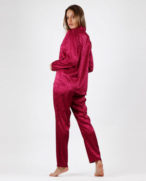 Pigiama donna chic elegante raso aperto Admas 56173 ciliegia