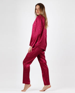 Pigiama donna chic elegante raso aperto Admas 56173 ciliegia