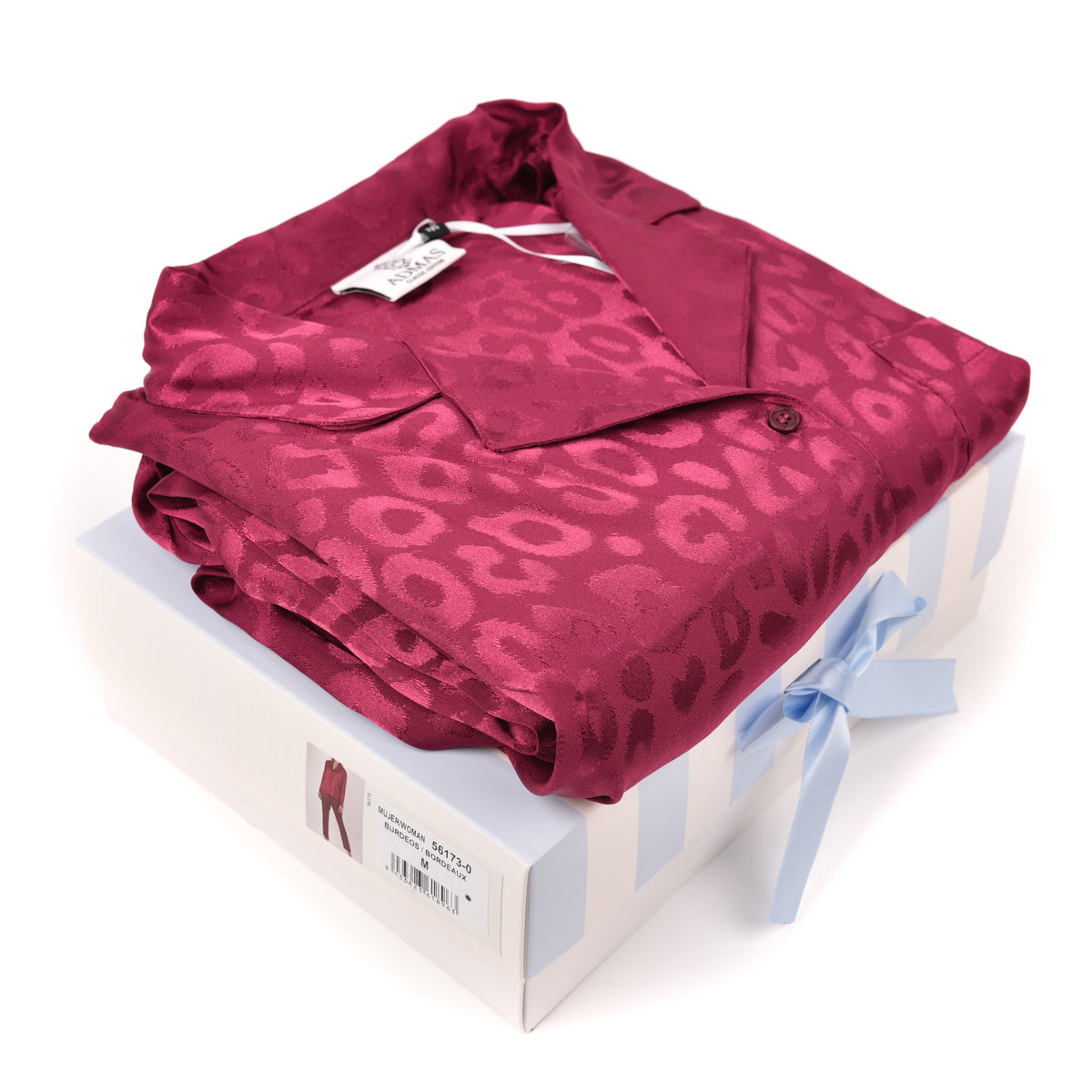 Pigiama donna chic elegante raso aperto Admas 56173 ciliegia