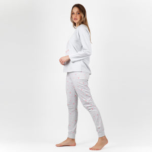 Pigiama donna invernale cuoricini grigio Admas 56219 caldo cotone