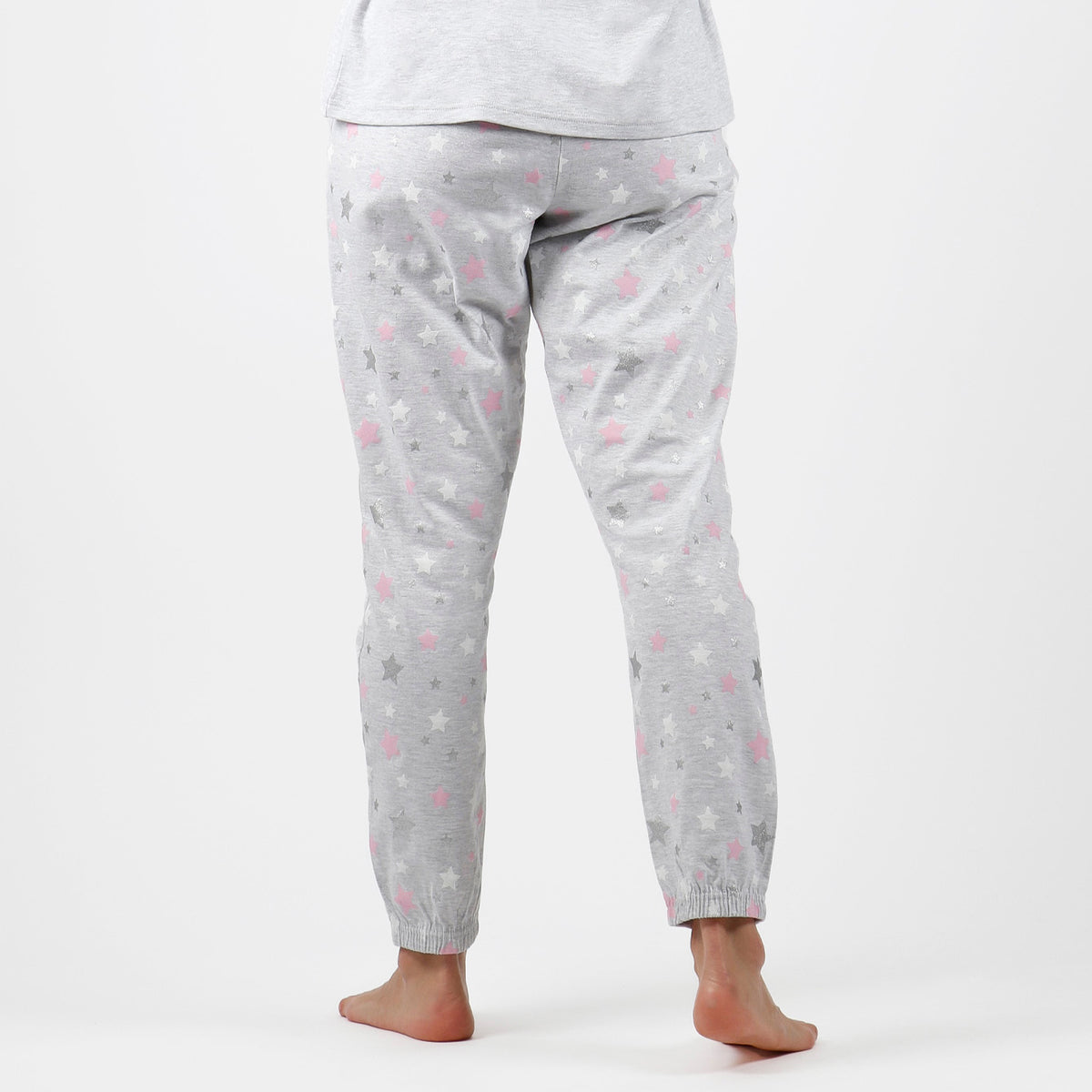 Pigiama donna stelle grigio rosa Admas 56220 invernale caldo cotone