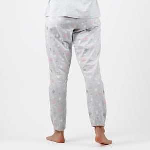 Pigiama donna stelle grigio rosa Admas 56220 invernale caldo cotone