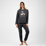 Pigiama donna invernale Admas 56222 caldo pile grigio