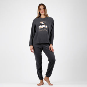 Pigiama donna invernale Admas 56222 caldo pile grigio