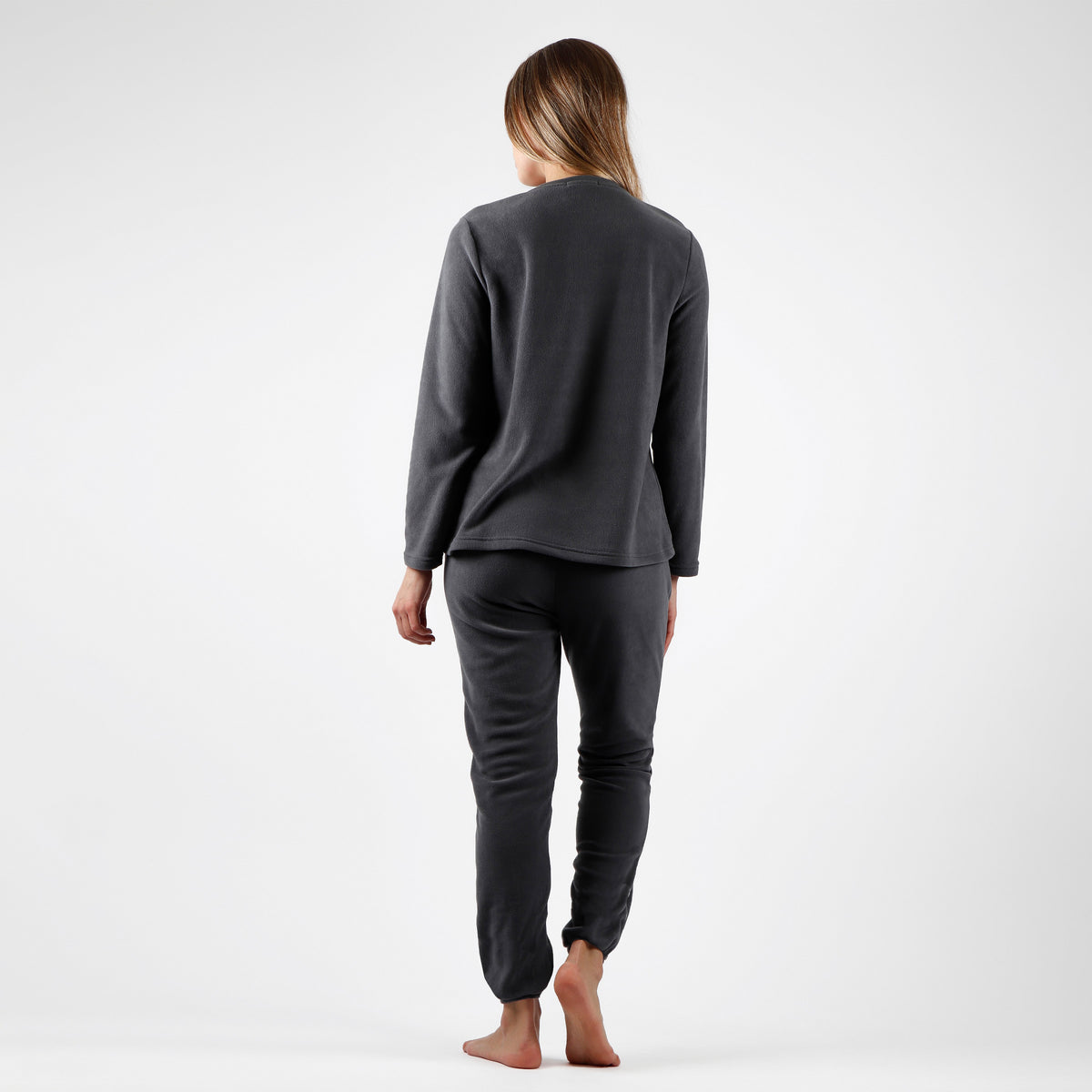 Pigiama donna invernale Admas 56222 caldo pile grigio