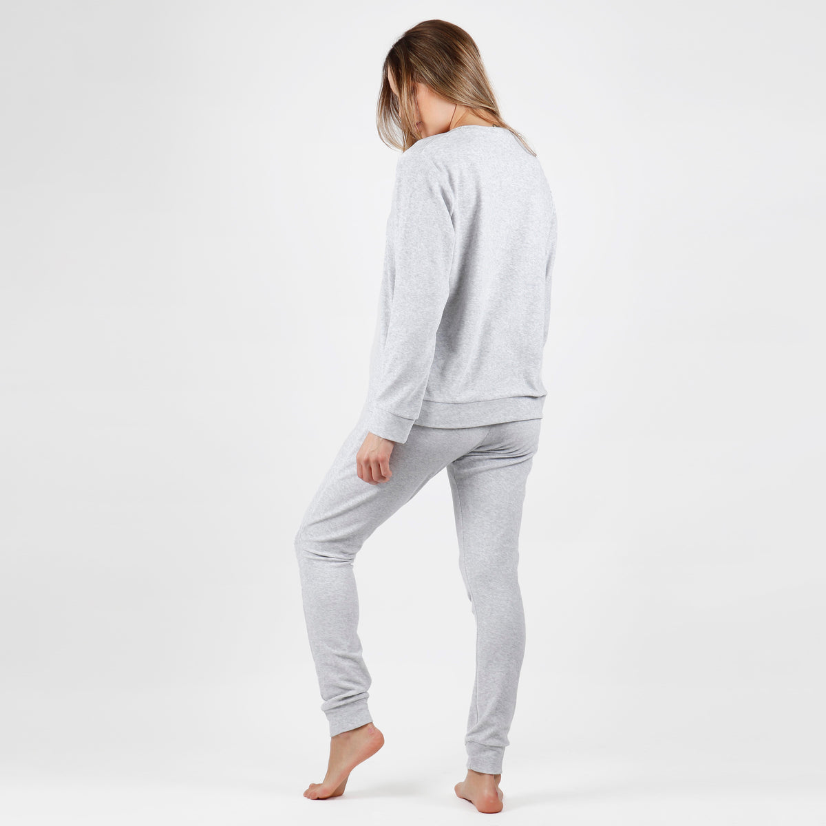 Pigiama donna autunno inverno grigio Admas 56228 velluto