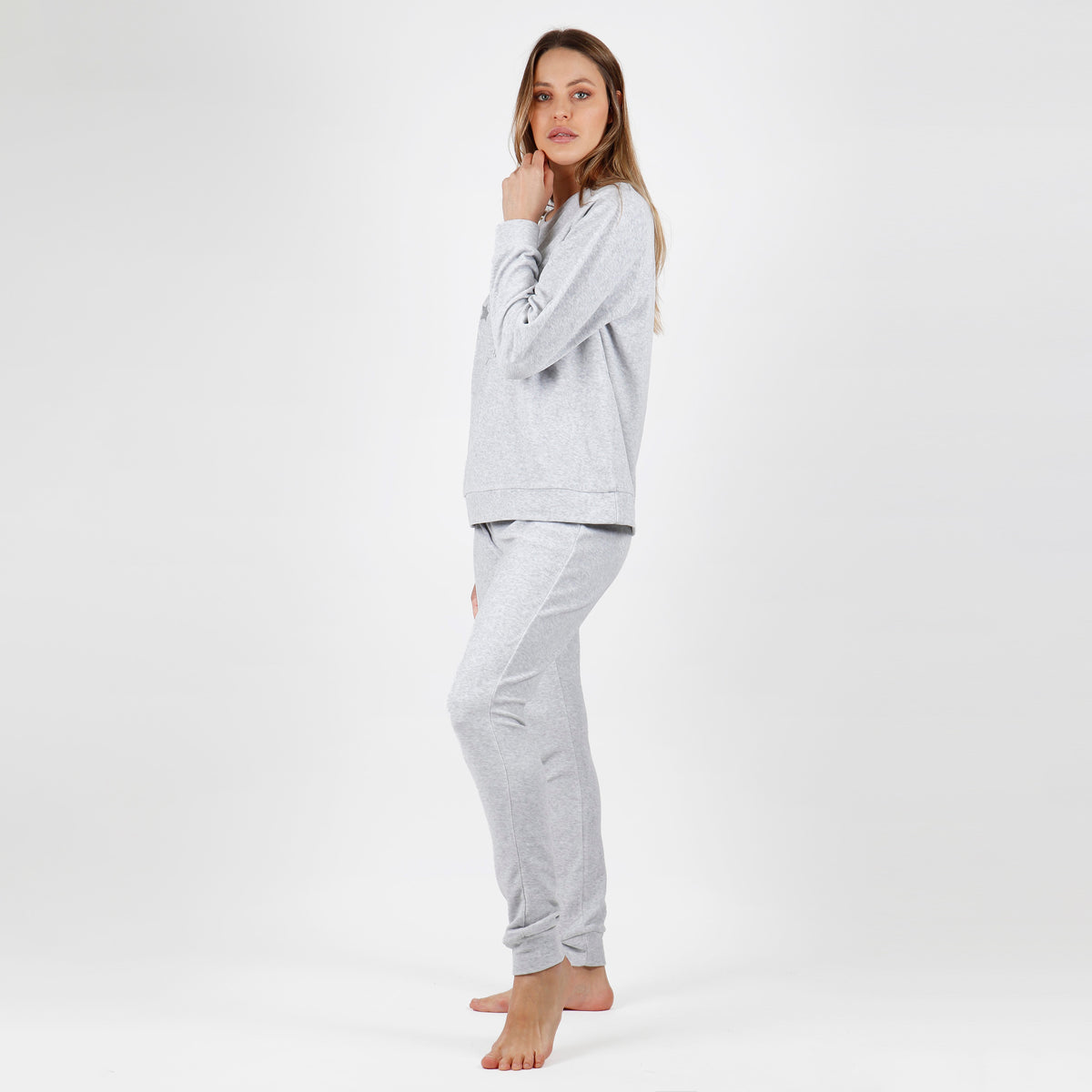 Pigiama donna autunno inverno grigio Admas 56228 velluto