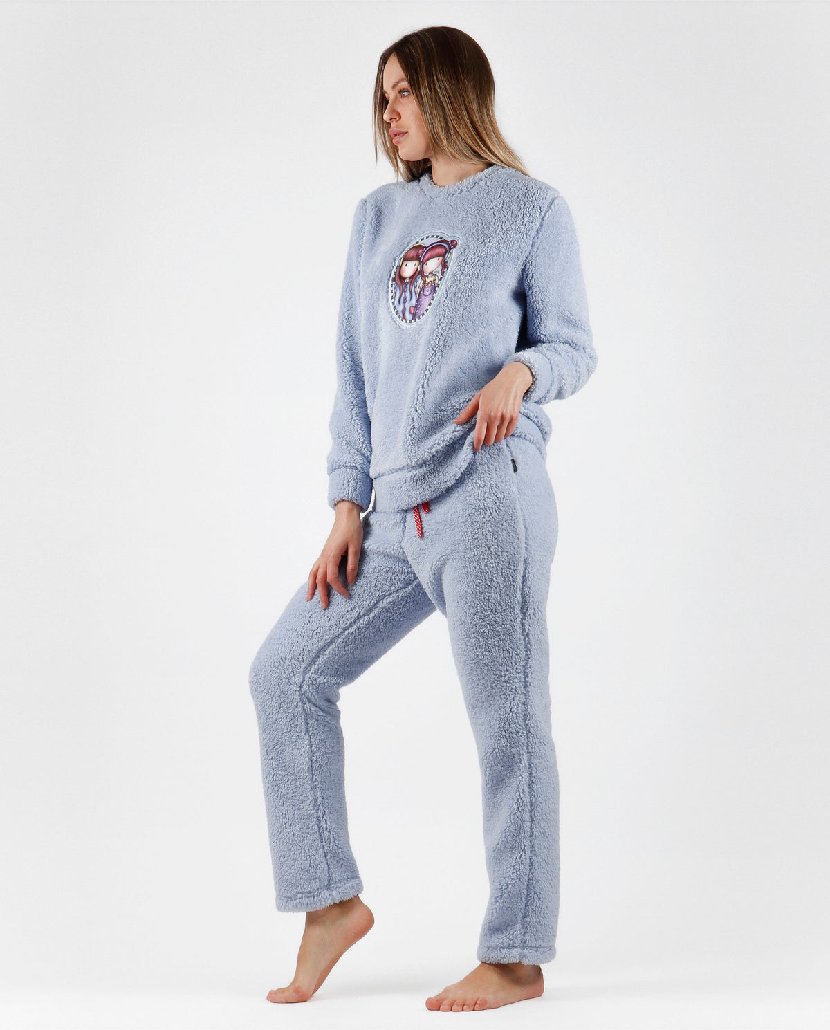Pigiama donna Santoro Gorjuss 56605 pile sherpa celeste