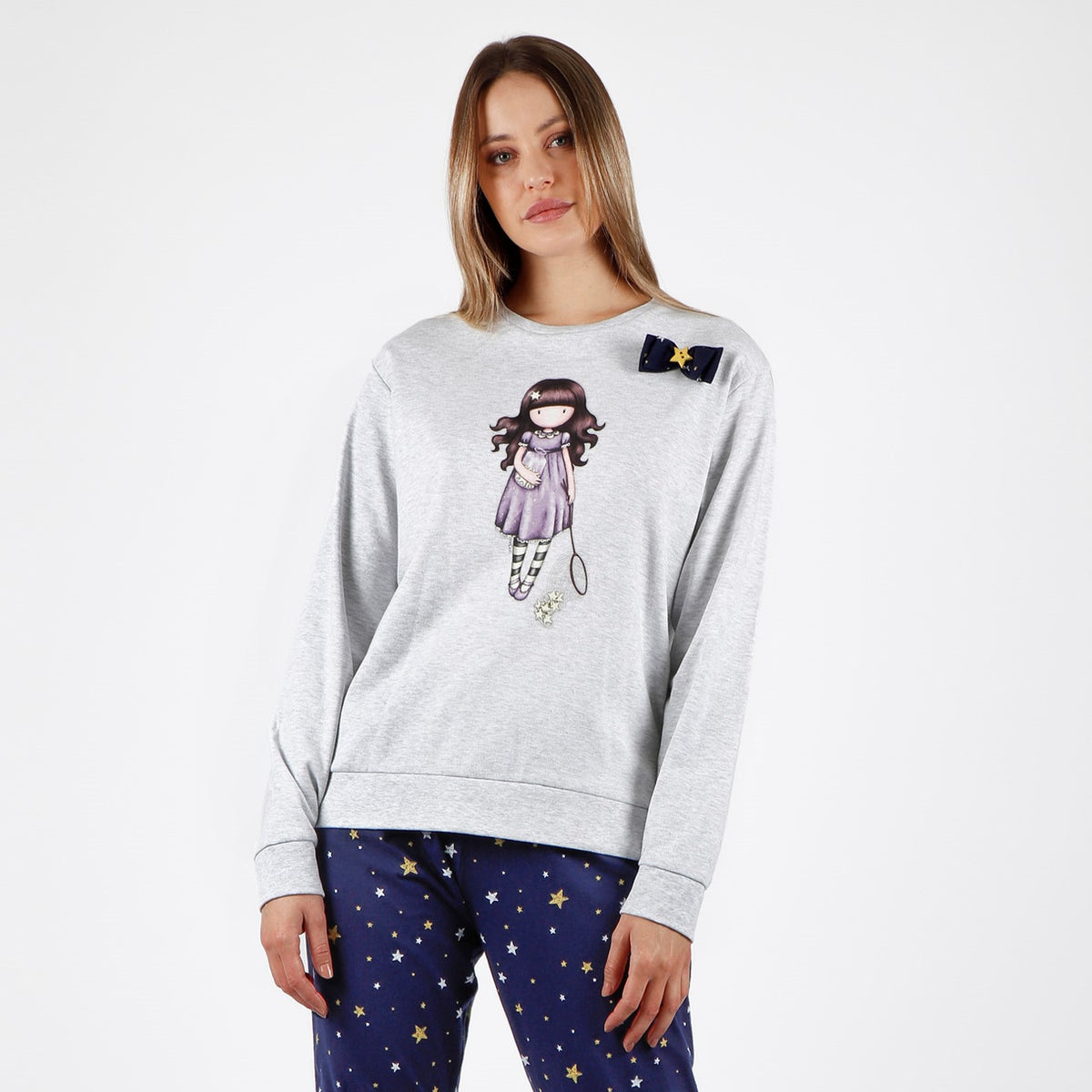 Pigiama donna invernale Santoro Gorjuss 56607 caldo cotone stelle