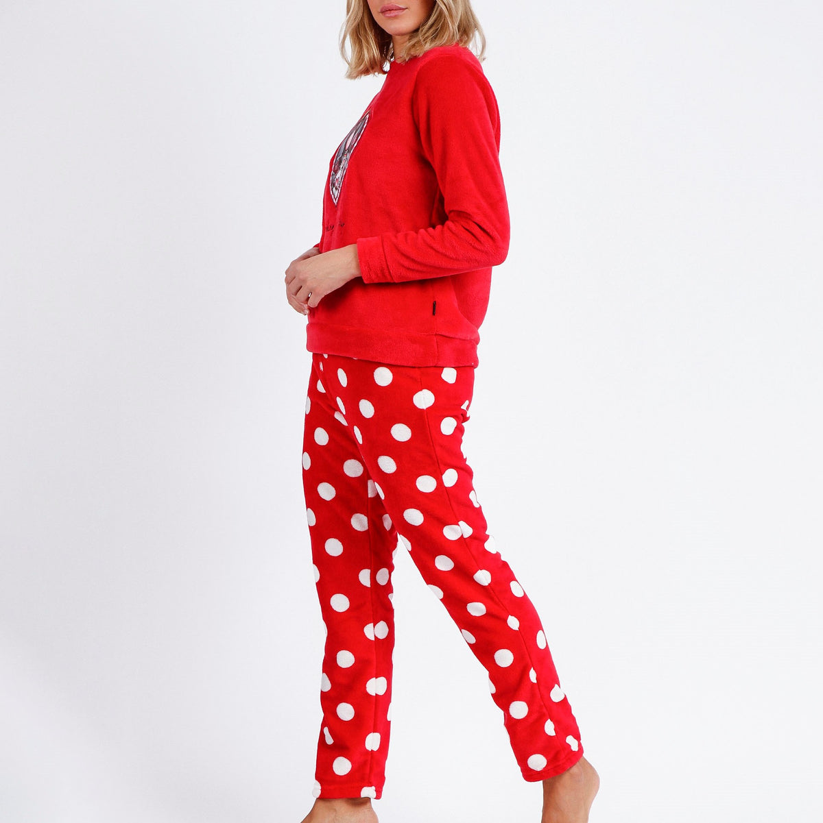Pigiama bambina invernale Santoro Gorjuss 56618 pile coral a pois