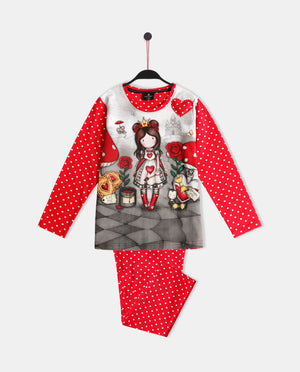 Pigiama bambina invernale Santoro Gorjuss 56619 caldo cotone pois