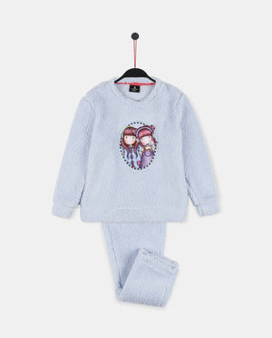 Pigiama bambina Santoro Gorjuss 56622 pile sherpa celeste