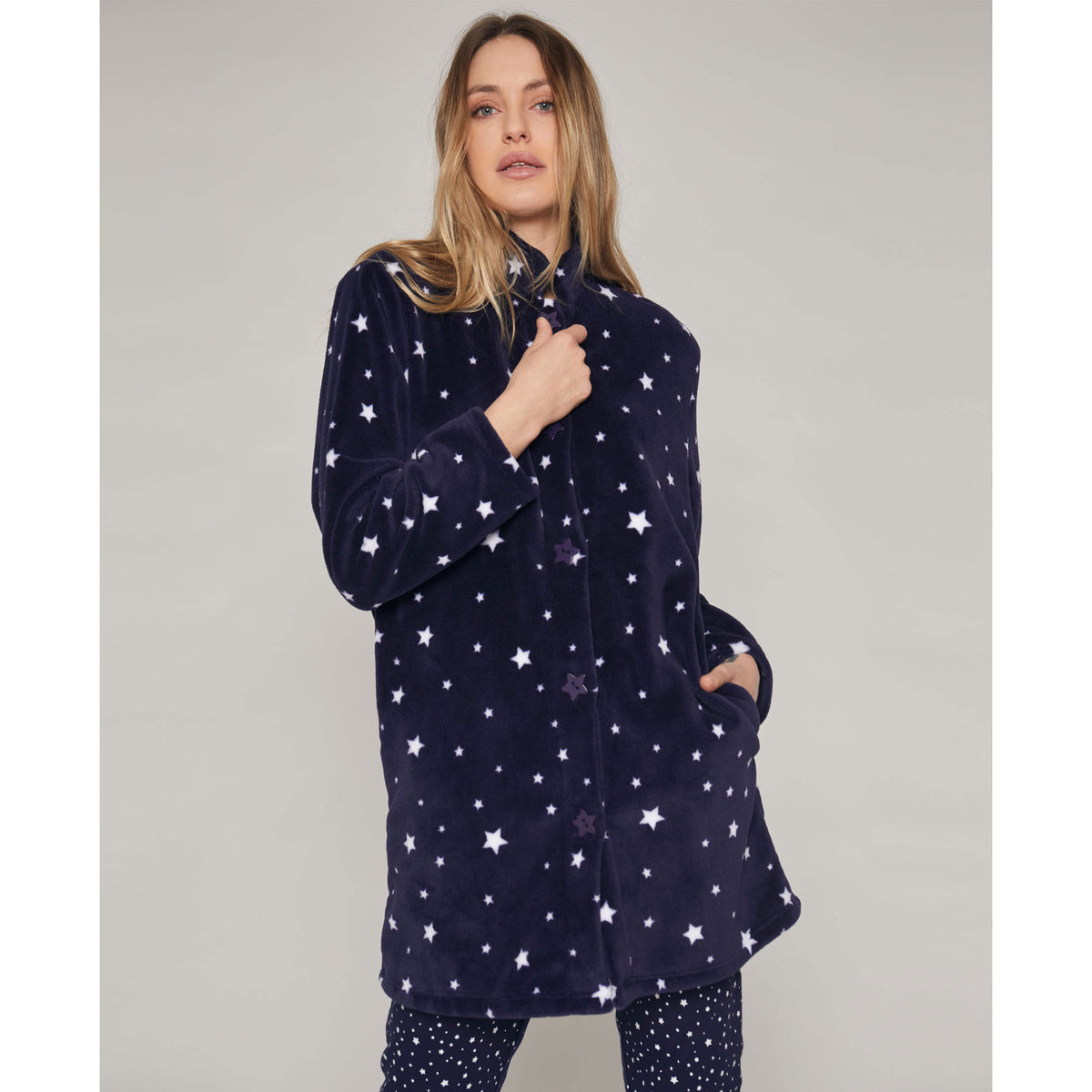 Vestaglia donna in pile stelle Admas 57410 blu