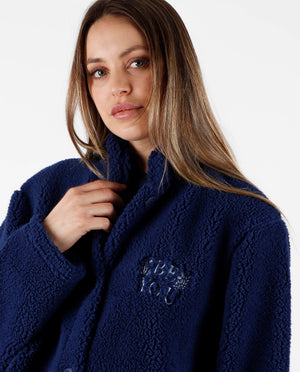 Giacca caldissima donna pellicciosa collo alto Admas 57544 blu