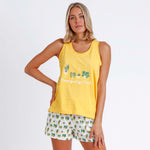 Pigiama donna estivo corto Admas 60166 cotone giallo