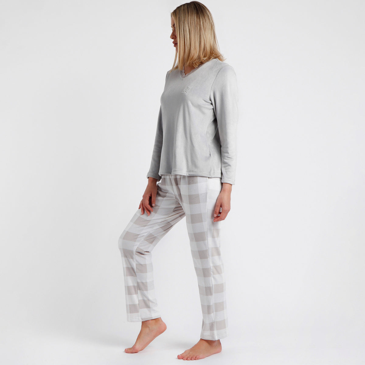 Pigiama donna in velluto elastico grey Admas 60239