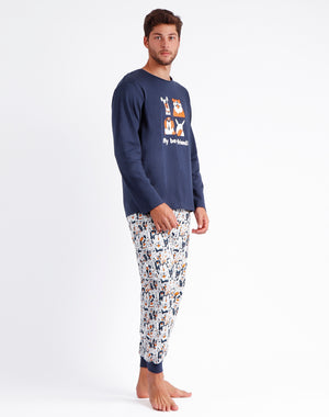 Pigiama uomo cagnolini in caldo cotone Admas 60300 blu