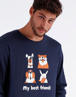 Pigiama uomo cagnolini in caldo cotone Admas 60300 blu
