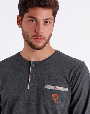 Pigiama uomo caldo cotone pied de poule Admas 60312 grigio
