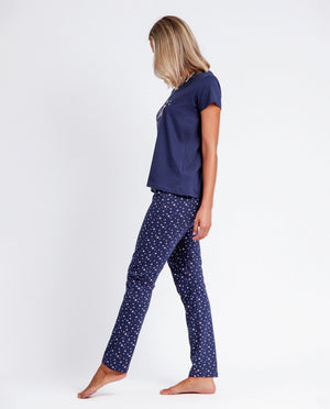 Pigiama donna Admas 60400 cotone 100% blu stelle