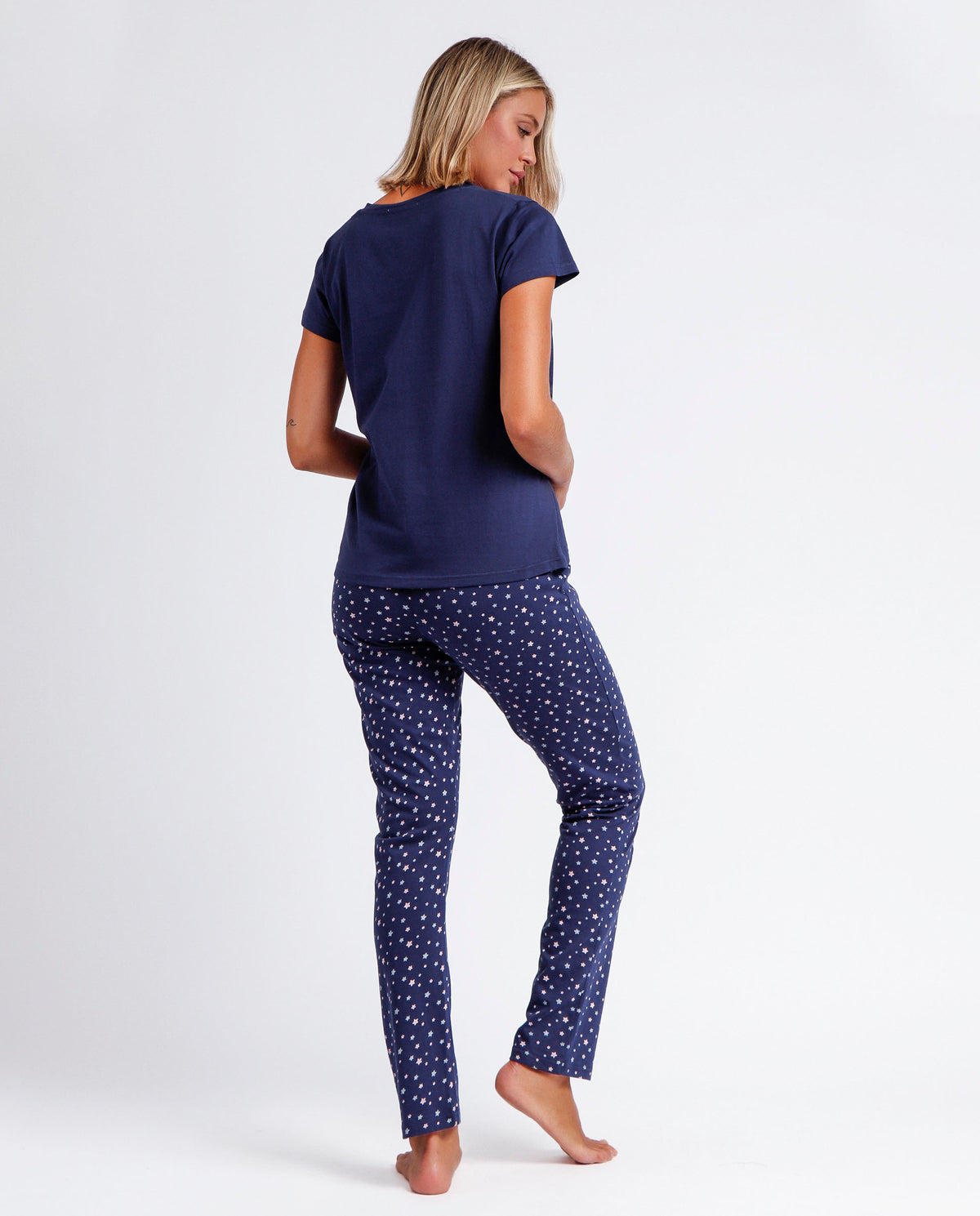 Pigiama donna Admas 60400 cotone 100% blu stelle