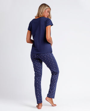 Pigiama donna Admas 60400 cotone 100% blu stelle