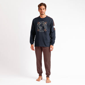 Pigiama sportivo uomo in cotone felpato New Plan Admas 60458