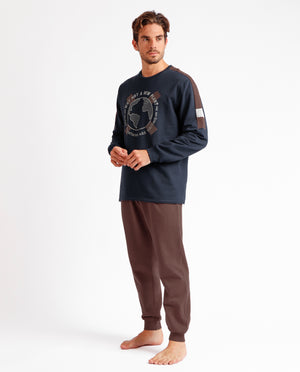 Pigiama sportivo uomo in cotone felpato New Plan Admas 60458