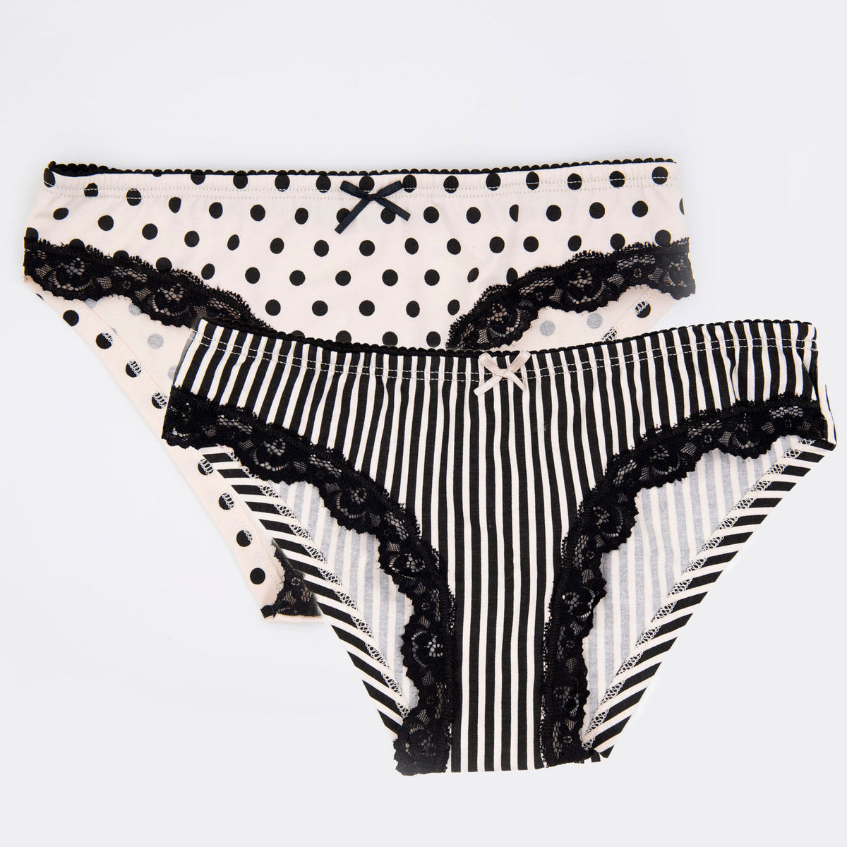 Brasiliana donna jadea chic 6055 nero rigato e avorio pois 2 pezzi
