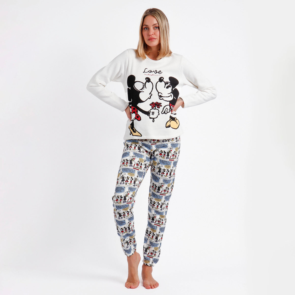 Pigiama donna Disney 60557 cotone felpato Minnie topolino
