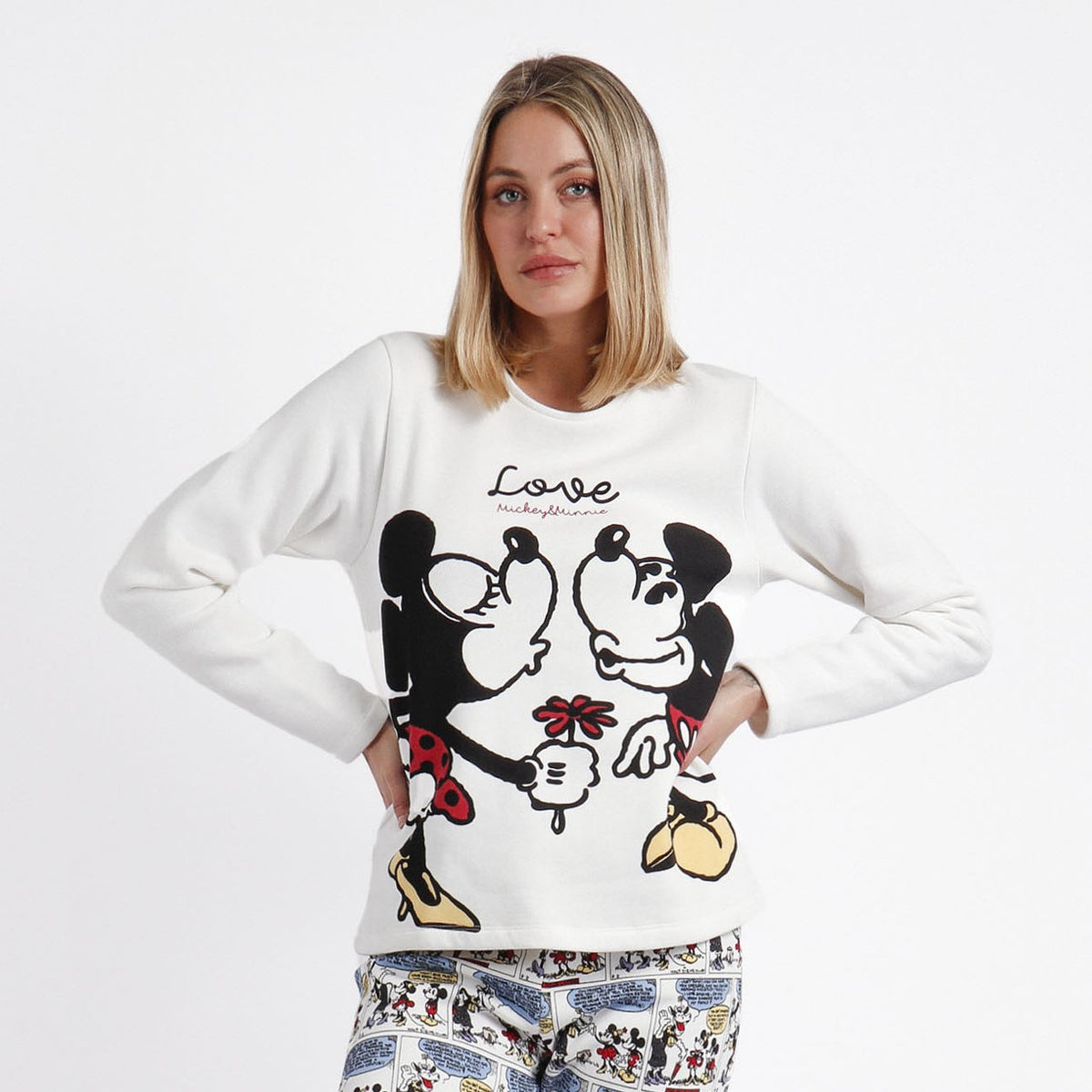 Pigiama donna Disney 60557 cotone felpato Minnie topolino