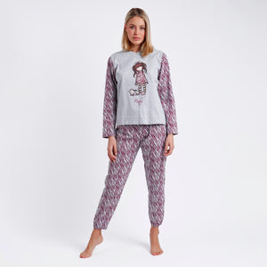 Pigiama donna Santoro Gorjuss 60791 caldo cotone grigio