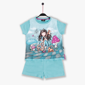 Pigiama bambina Santoro Gorjuss 60831 cotone cotone turchese