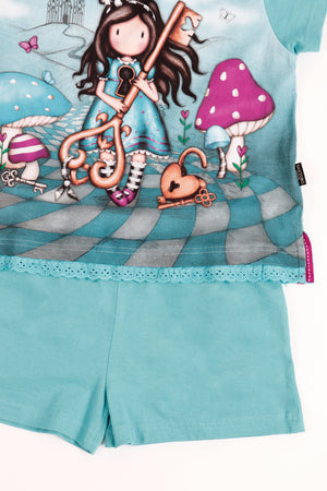 Pigiama bambina Santoro Gorjuss 60831 cotone cotone turchese