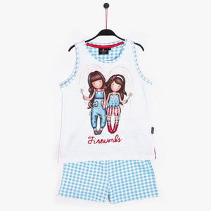 Pigiama bambina Santoro Gorjuss 60833 cotone turchese