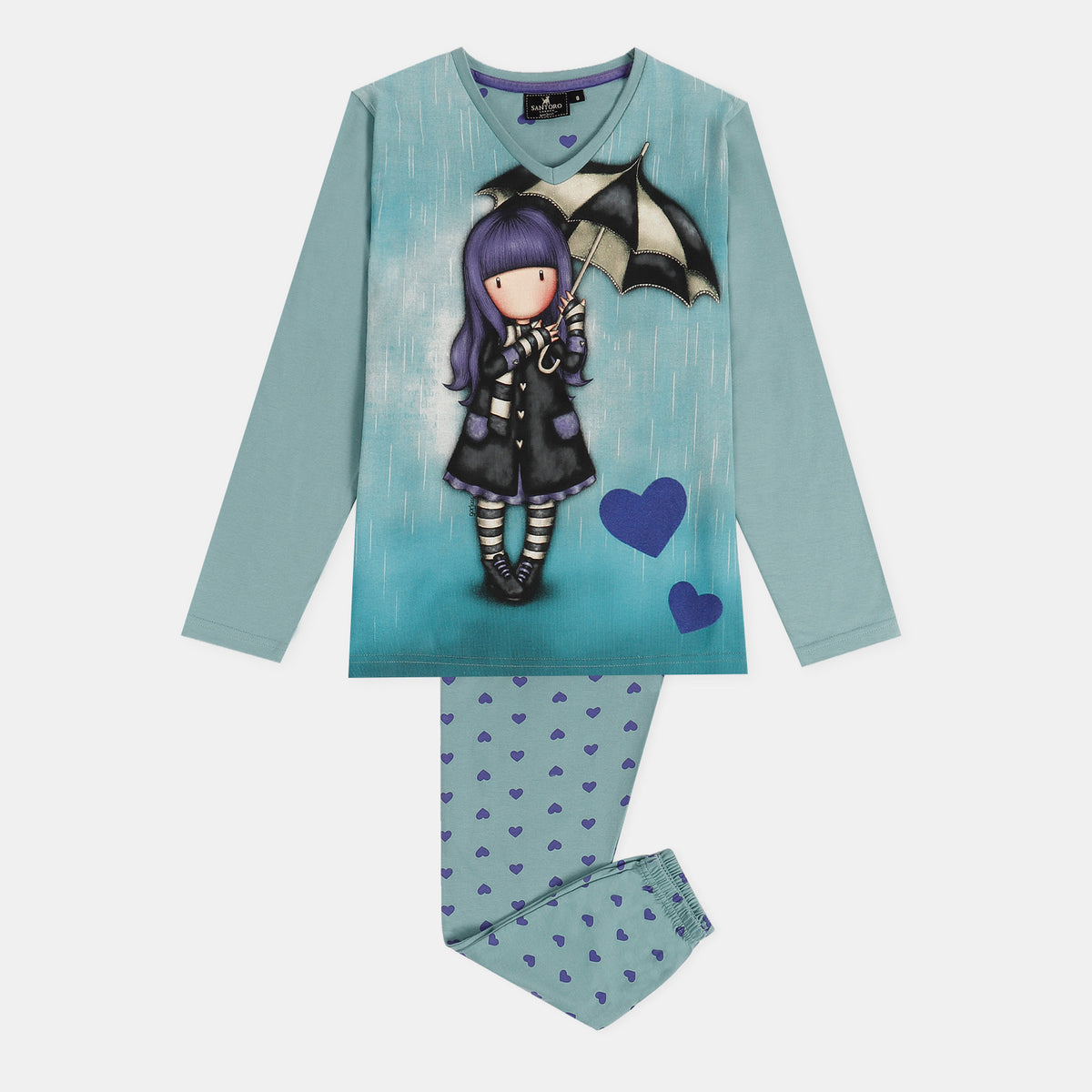 Pigiama bambina Santoro Gorjuss 60842 caldo cotone avio