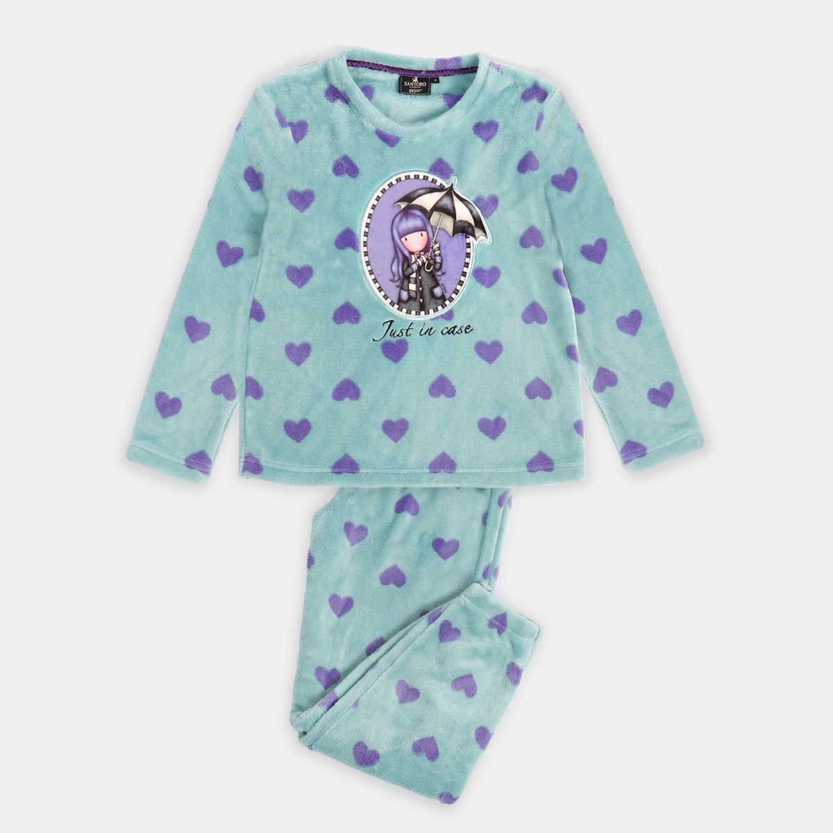 Pigiama bambina Santoro Gorjuss 60845 caldo pile cuori