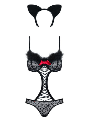 Sexy costume leopardato Obsessive Gepardina con cerchietto e coda