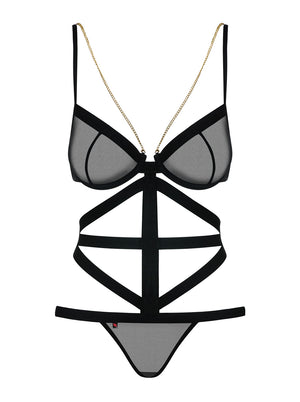 Sexy Body Obsessive Bondy Teddy con cinghie nero 