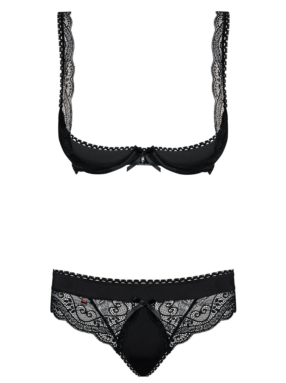 Sexy set Obsessive Miamor seno scoperto + mutandine nero 2 pz