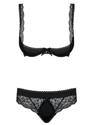 Sexy set Obsessive Miamor seno scoperto + mutandine nero 2 pz