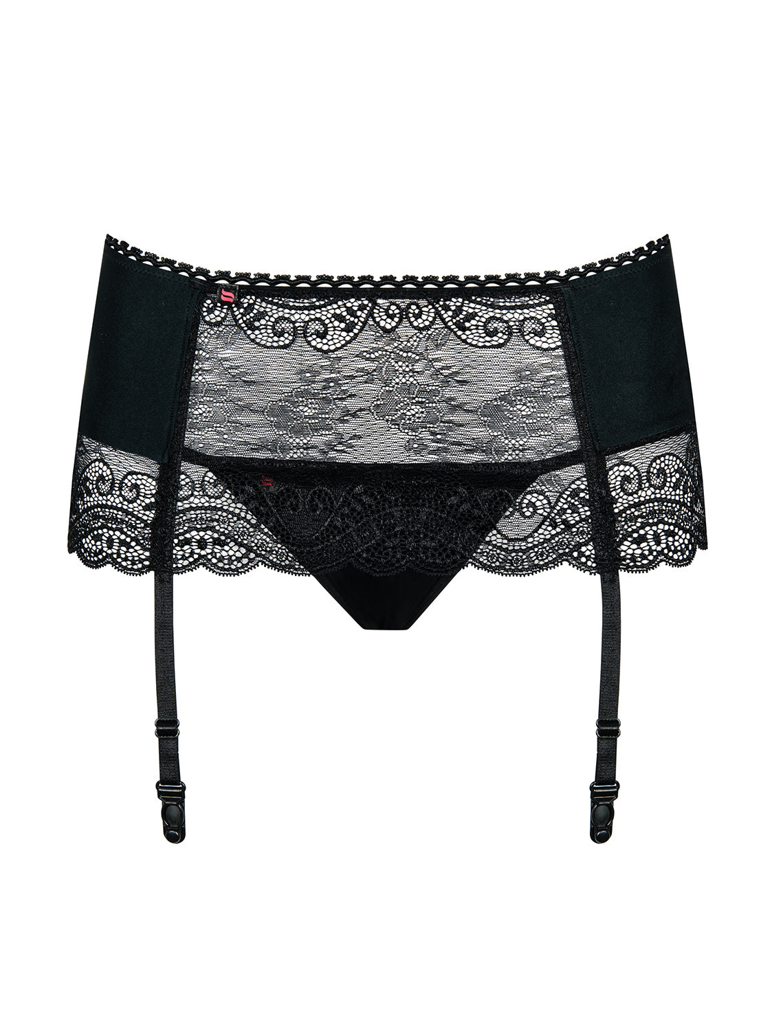 Sexy reggicalze + perizoma Obsessive Miamor Garter Belt e thong nero 2 pz.