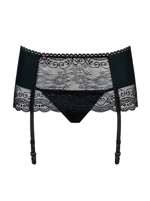 Sexy reggicalze + perizoma Obsessive Miamor Garter Belt e thong nero 2 pz.