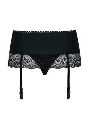 Sexy reggicalze + perizoma Obsessive Miamor Garter Belt e thong nero 2 pz.