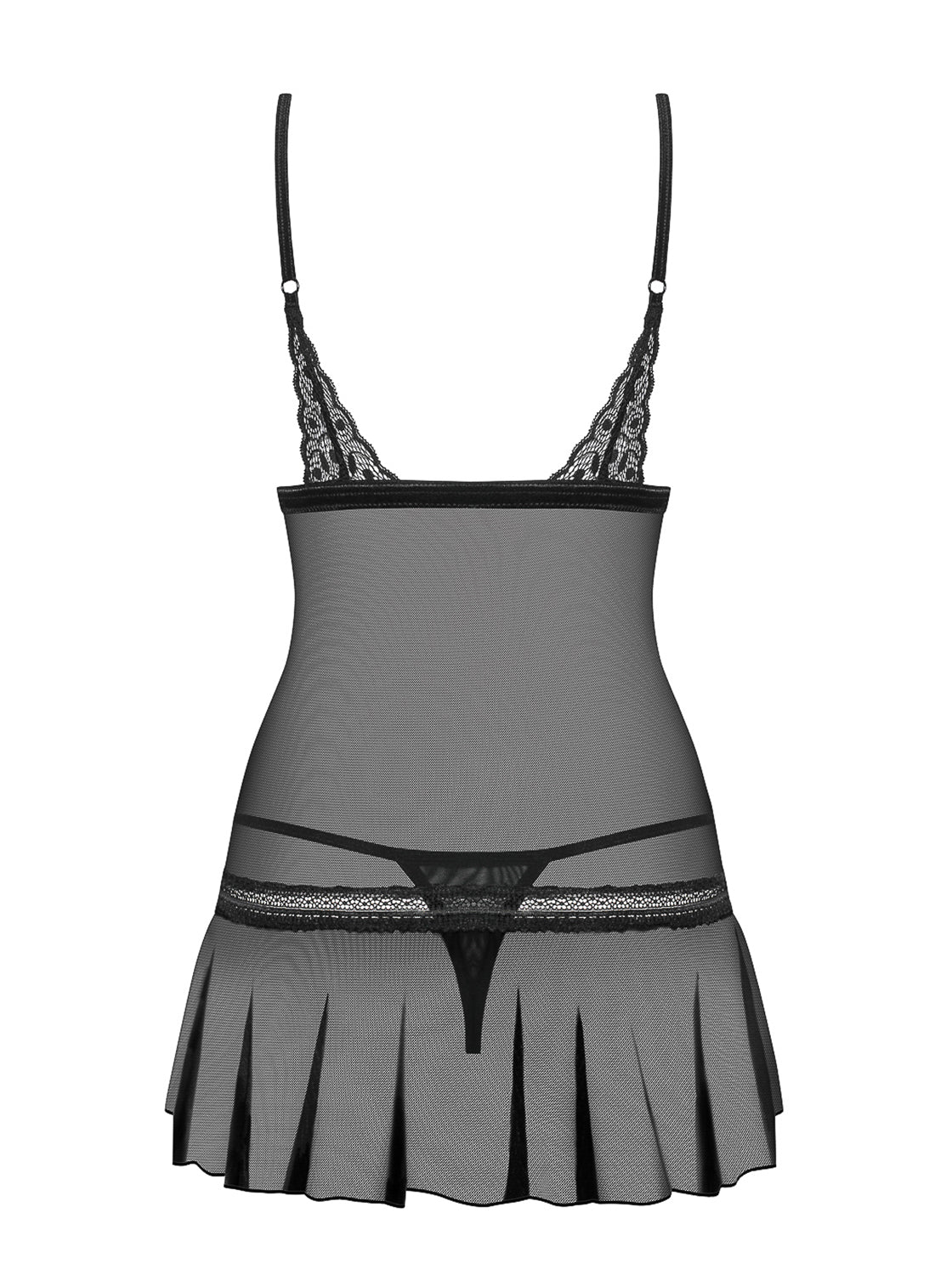 Sexy Coordinato sottoveste + perizoma Obsessive shibu chemise e thong nero