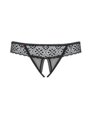 Sexy perizoma Obsessive Shibu Crotchless Thong cavallo aperto nero