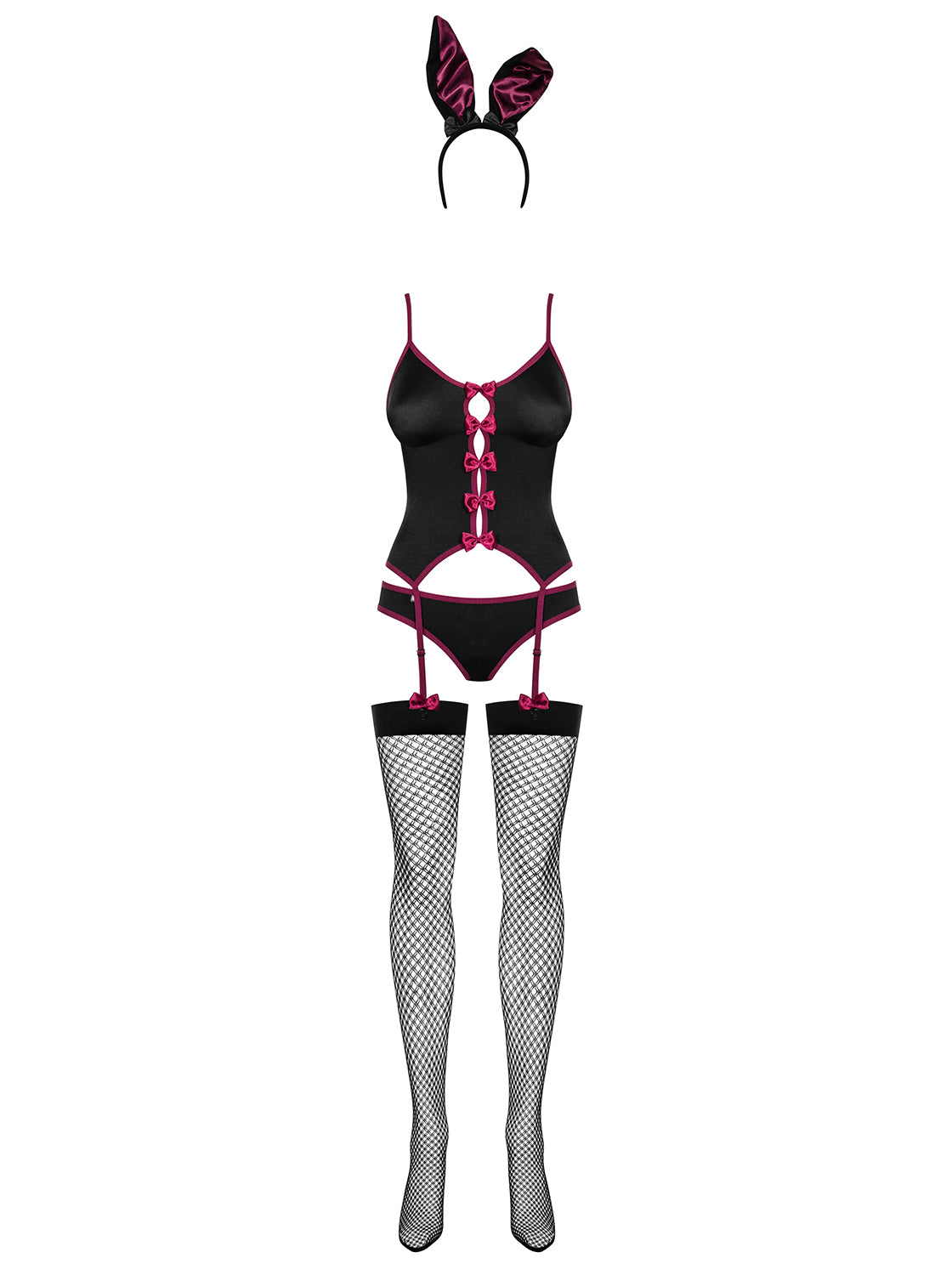 Sexy costume Obsessive Bunny suits da coniglietta nero e viola 4 pz.