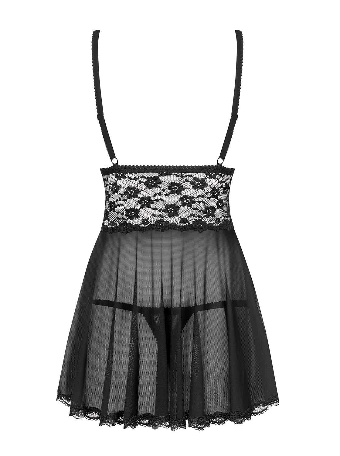 Sexy babydoll + perizoma Obsessive Letica babydoll e thong nero
