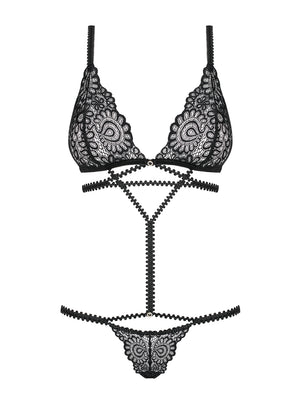 Completino sexy obsessive mixty teddy nero ricamato
