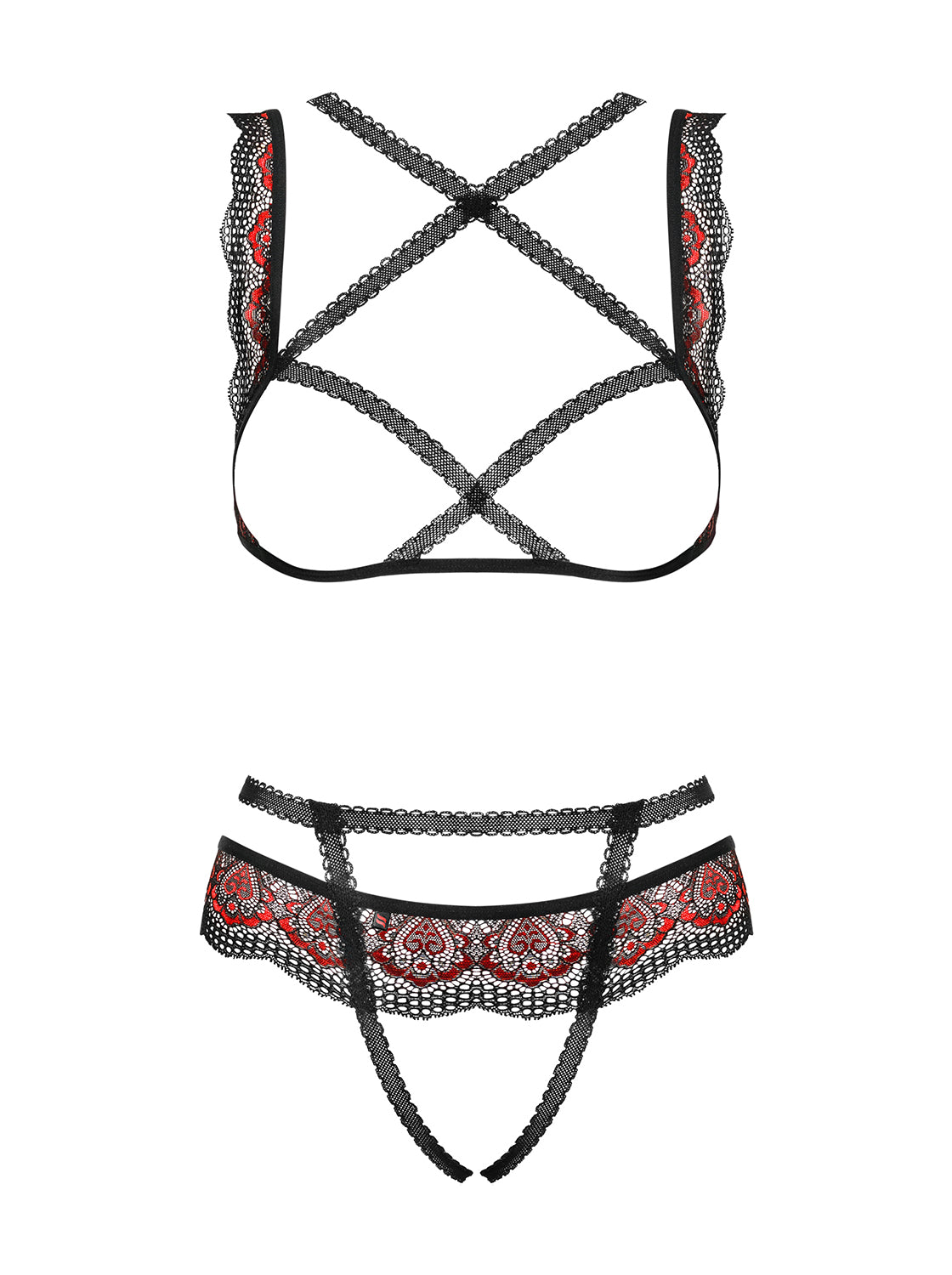 Sexy set Obsessive Megies seno scoperto + perizoma cavallo aperto 2 pz.